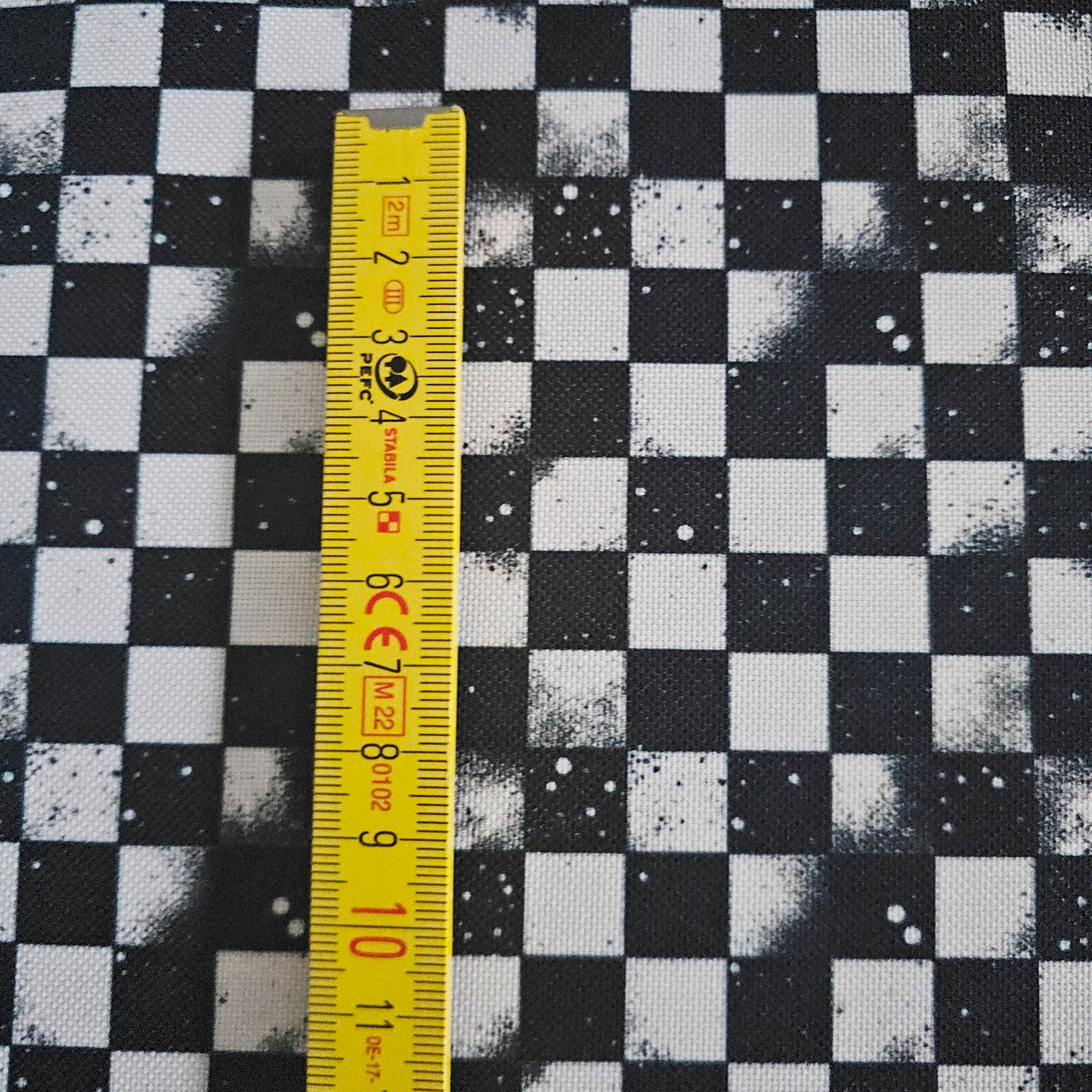 Wasserabweisender Canvas/Oxford | Grunge Schachbrett B/W