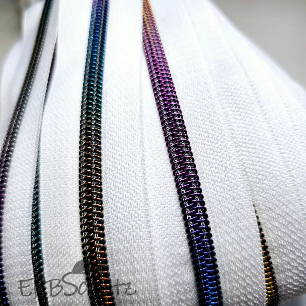 Endlosreißverschlüsse matt Rainbow - White matt Rainbow