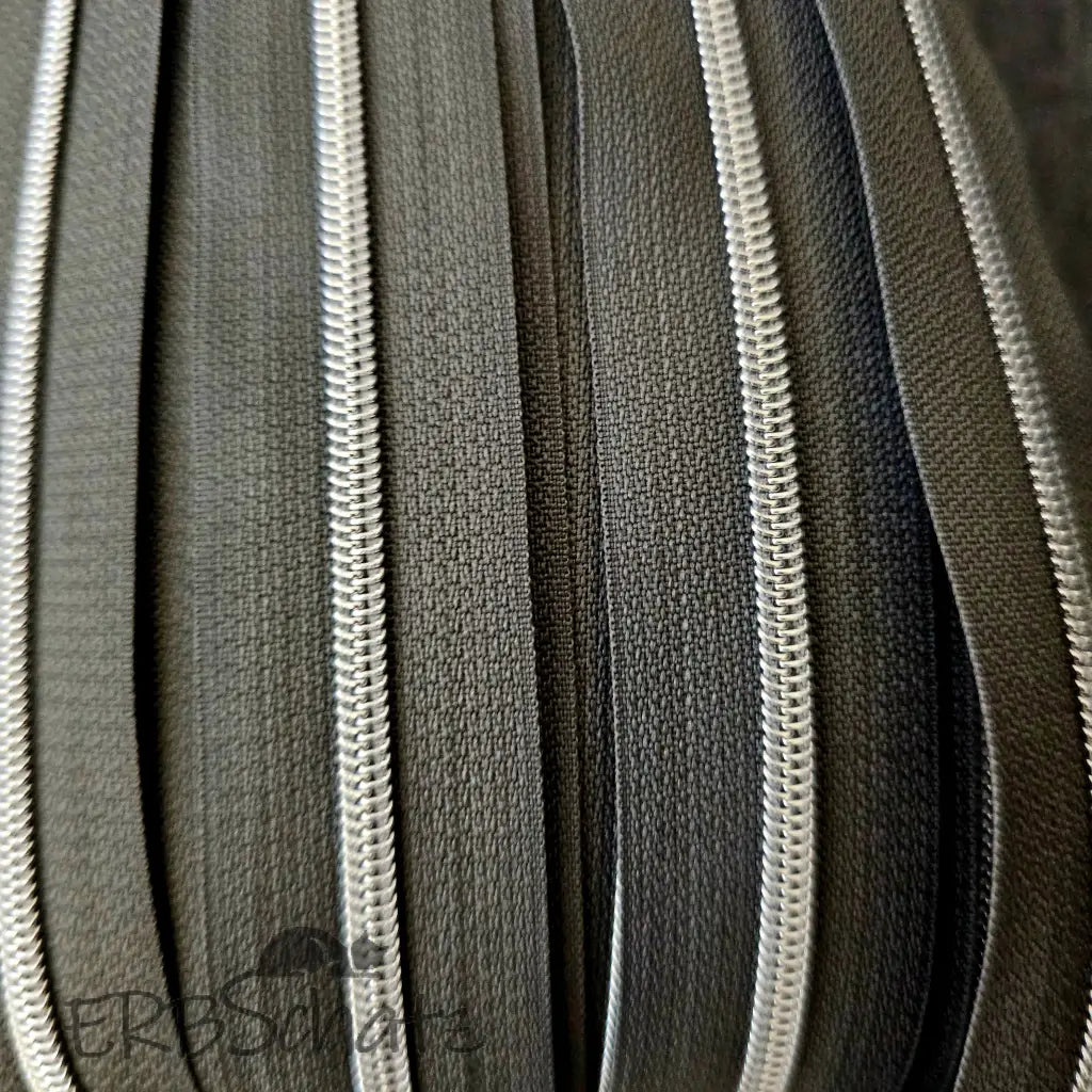 Endlosreißverschlüsse Unifarben (Gr. 3) - Dunkelgrau Silber