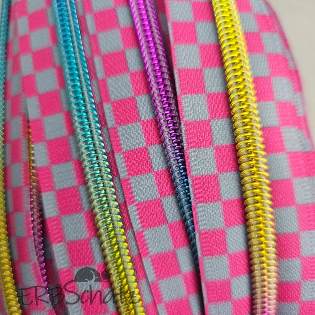 Endlosreißverschluss bedruckt Schachbrett Designs