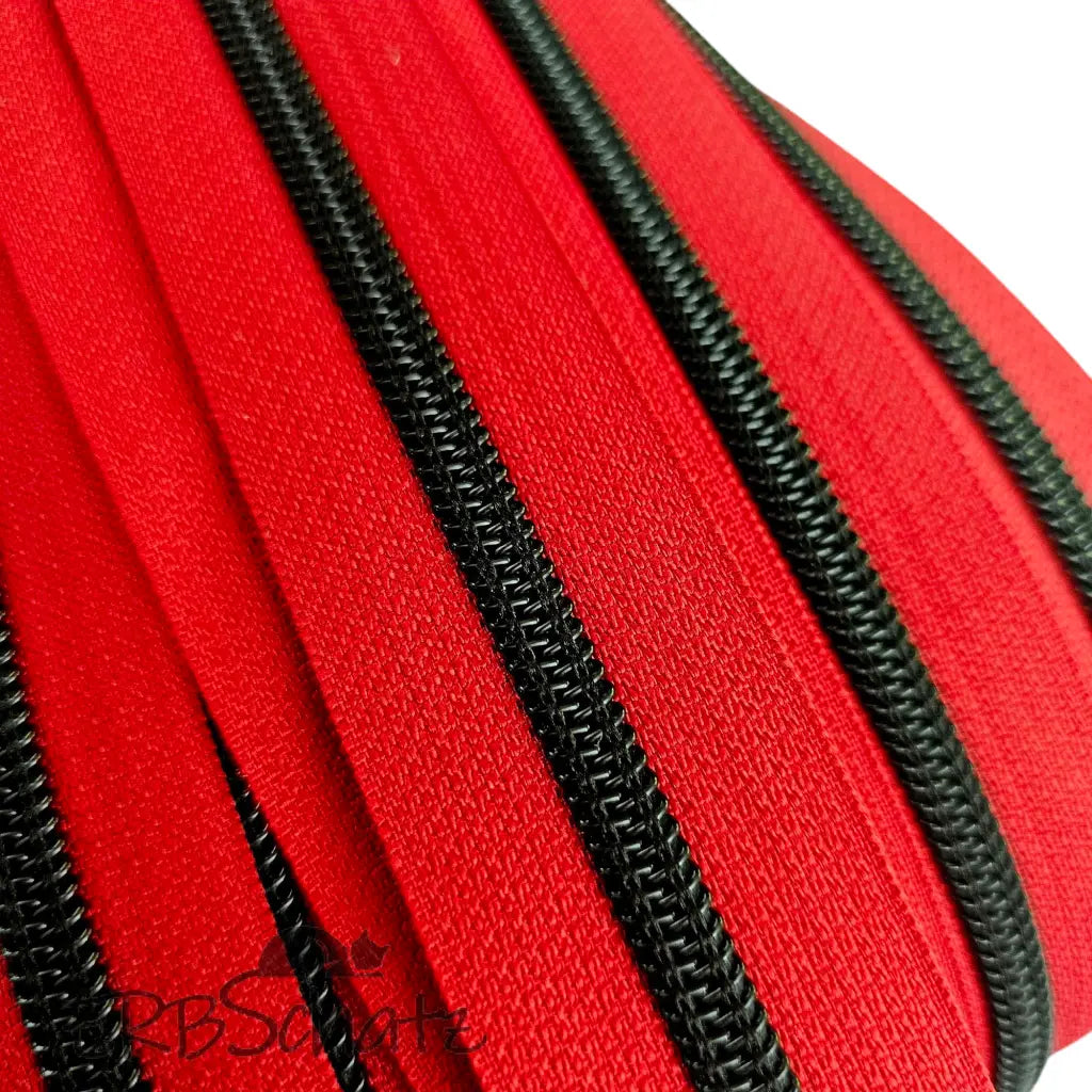 Endlosreißverschluss Black & Red - Red - Raupe Black