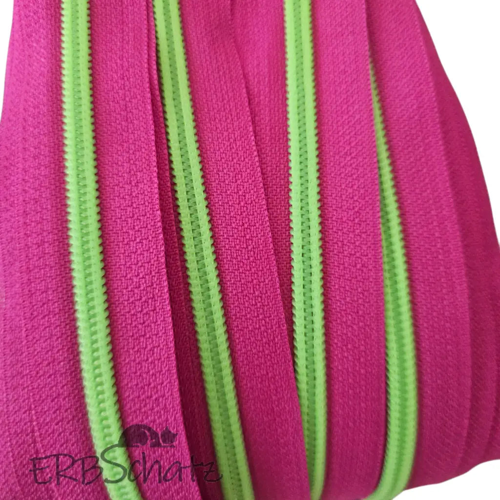Endlosreißverschlüsse grüne Neon Raupe - Pink Neongreen