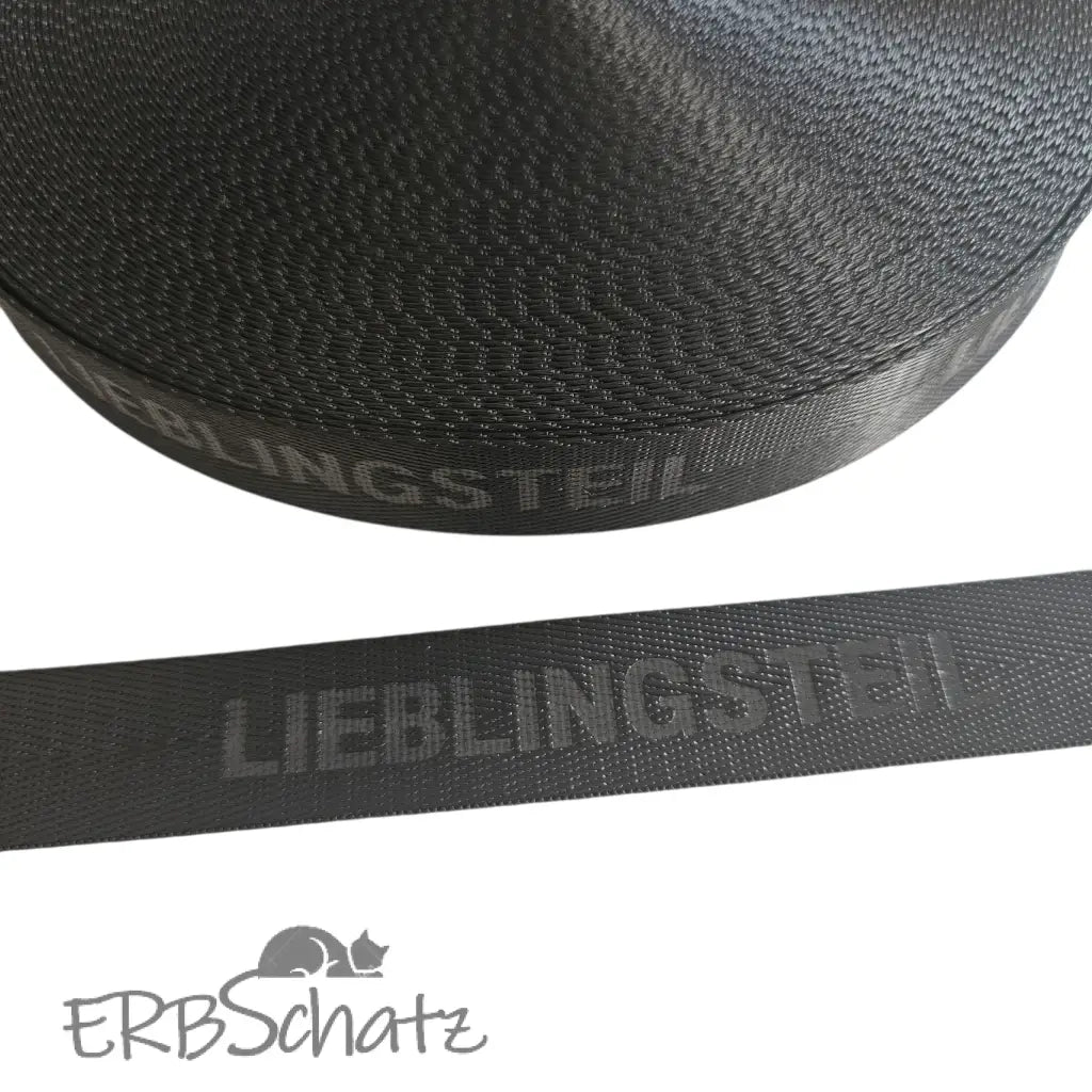 Gurtband embossed ’Lieblingsteil’ 25mm - Black 25