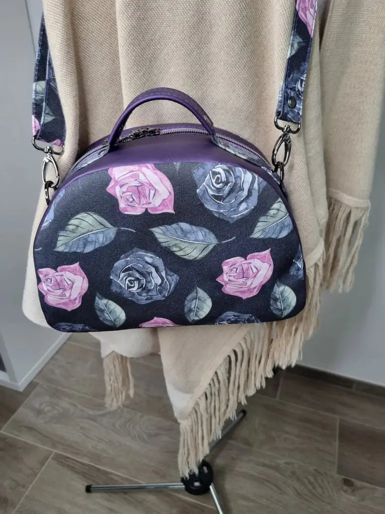 Handtasche Aubergine Rosen Bowlerbag
