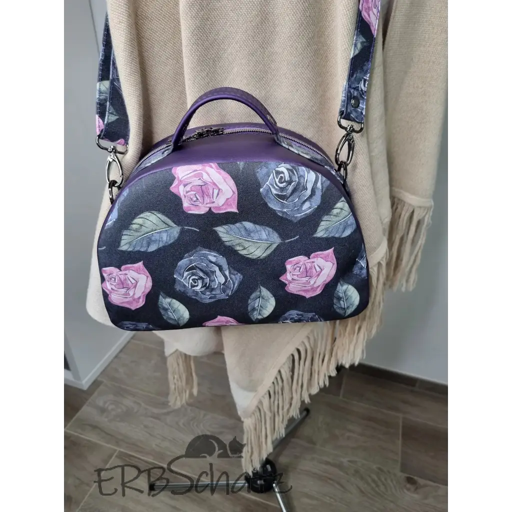 Handtasche Aubergine Rosen Bowlerbag