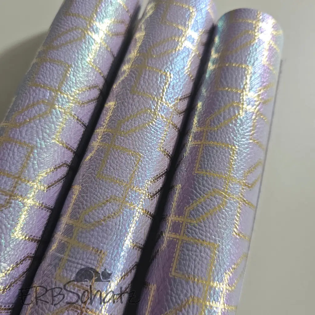 Kunstleder Holo Gold Grafik Rollen 30 x 135 cm Lavender