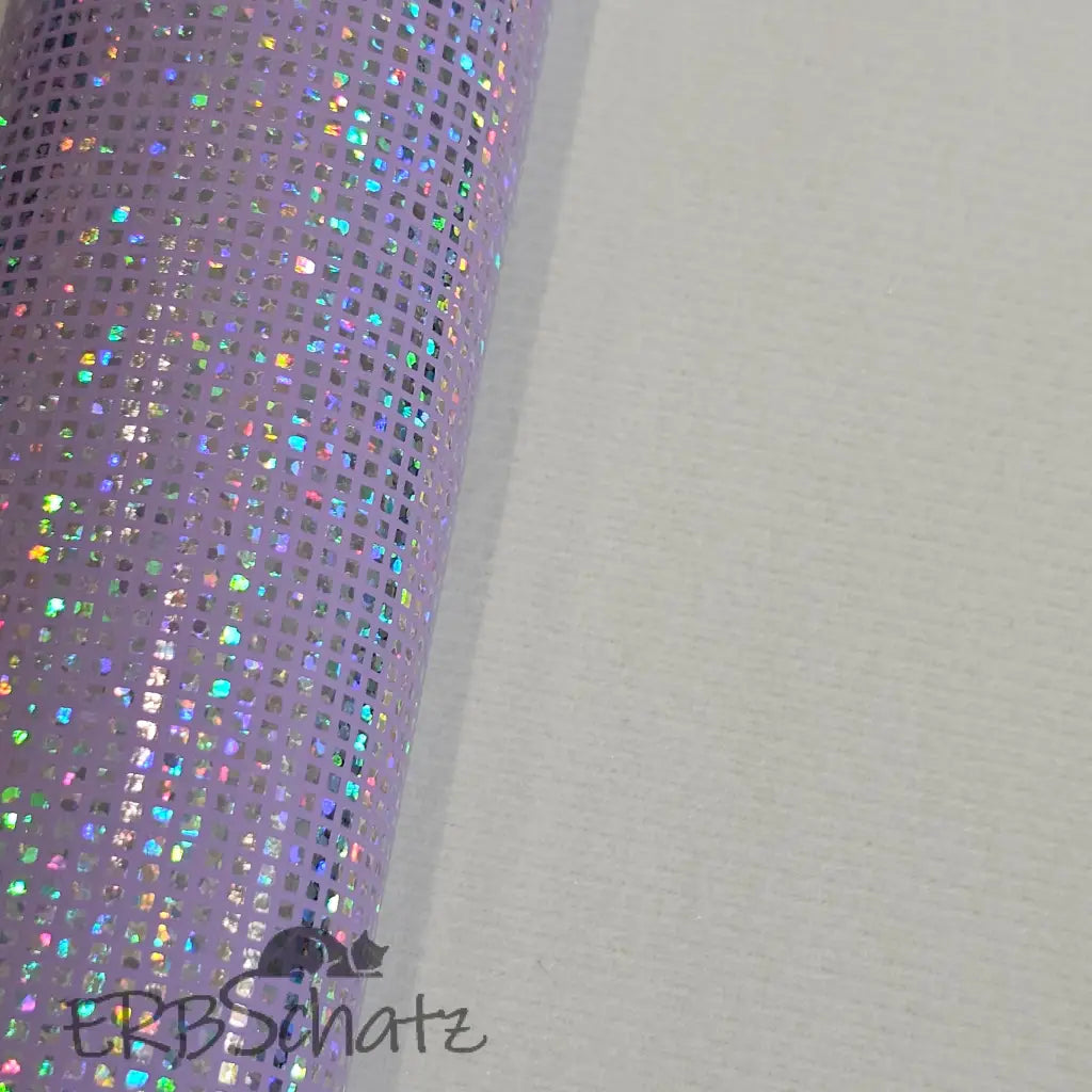 Kunstleder Holo Squares Rollen 30 x 135 cm - Lavender Holo