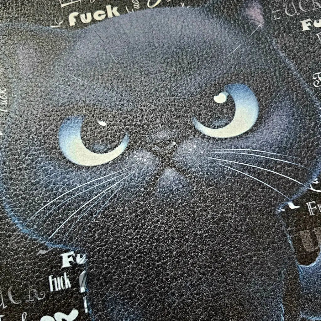 Kunstleder Panel F.CK Black White Cat 25x 25cm - P25