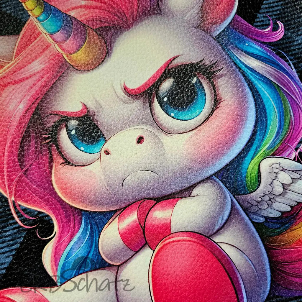 Kunstleder Panel Grumpy Unicorn Tartan 25x 25cm - P25