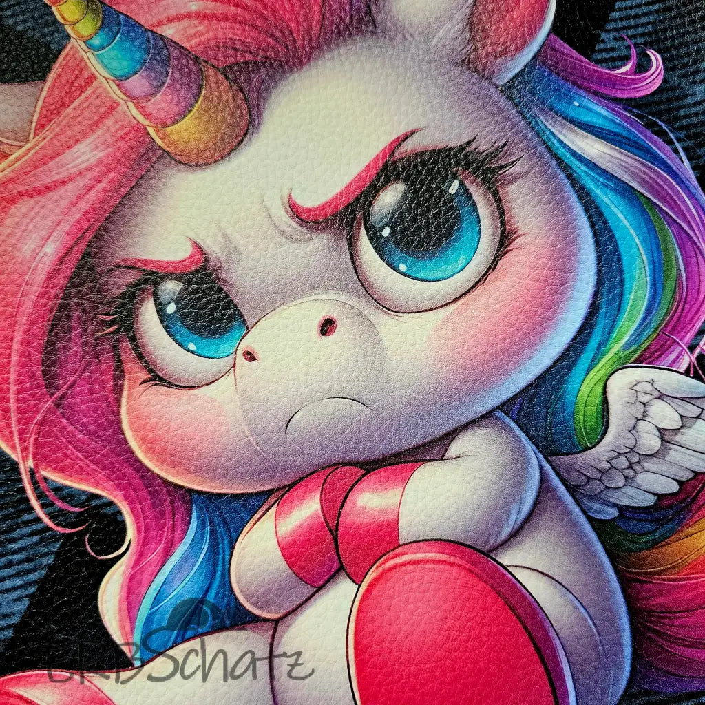 Kunstleder Panel Grumpy Unicorn Tartan 25x 25cm Grumpy