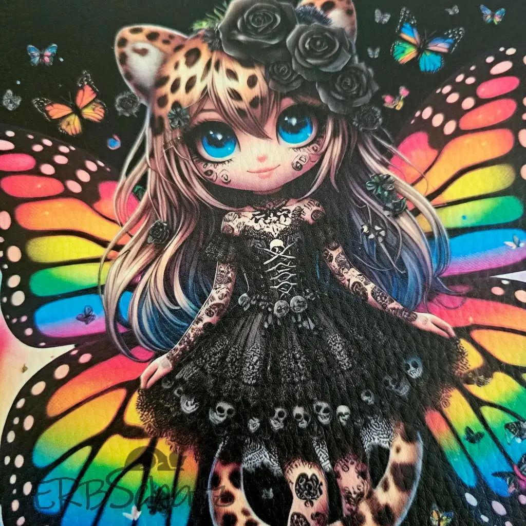 Kunstleder Panele Leo Butterfly Goth Girl Collection 30x