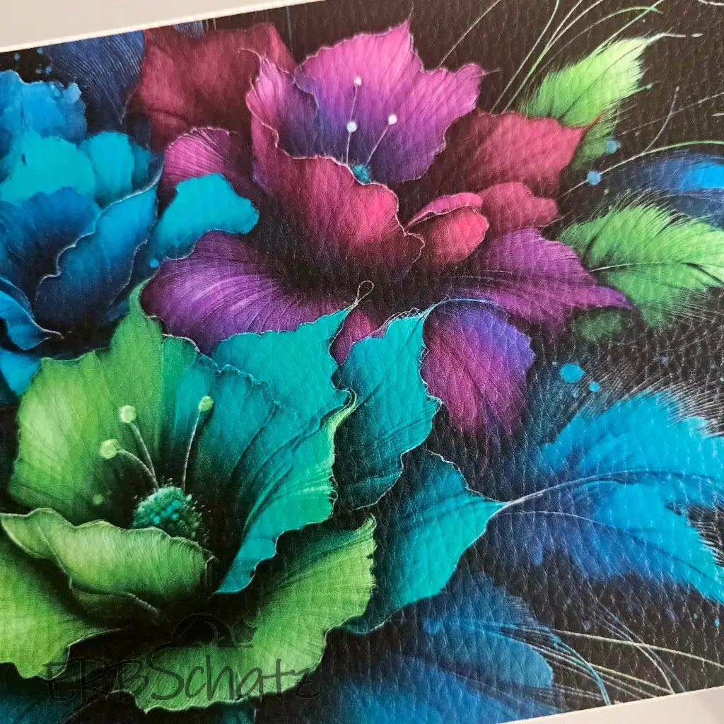 Kunstleder Portemonnaie Panele Dark Flowers | 25x 15cm - PP