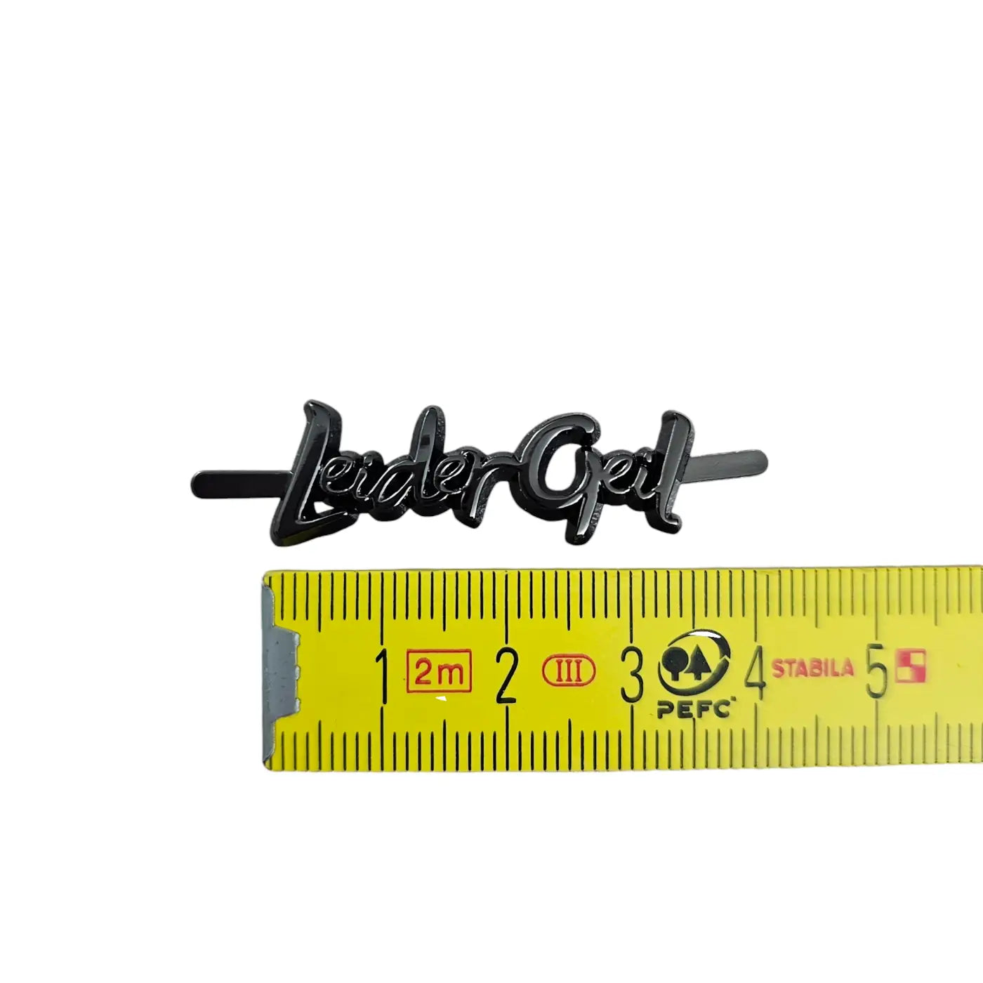 Metall Label ’LeiderGeil’ Schreibschrift Rainbow