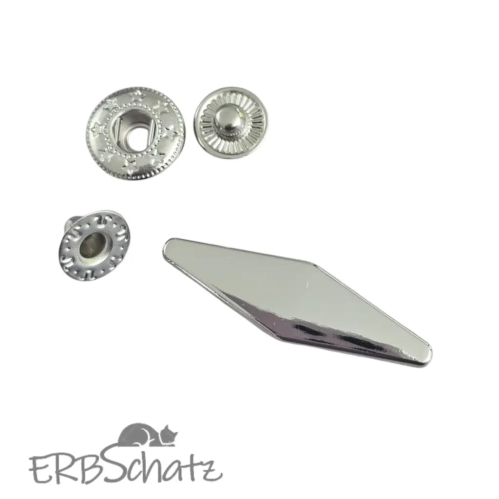 Taschenverschlüsse Druckknopf Rautenform - Silber