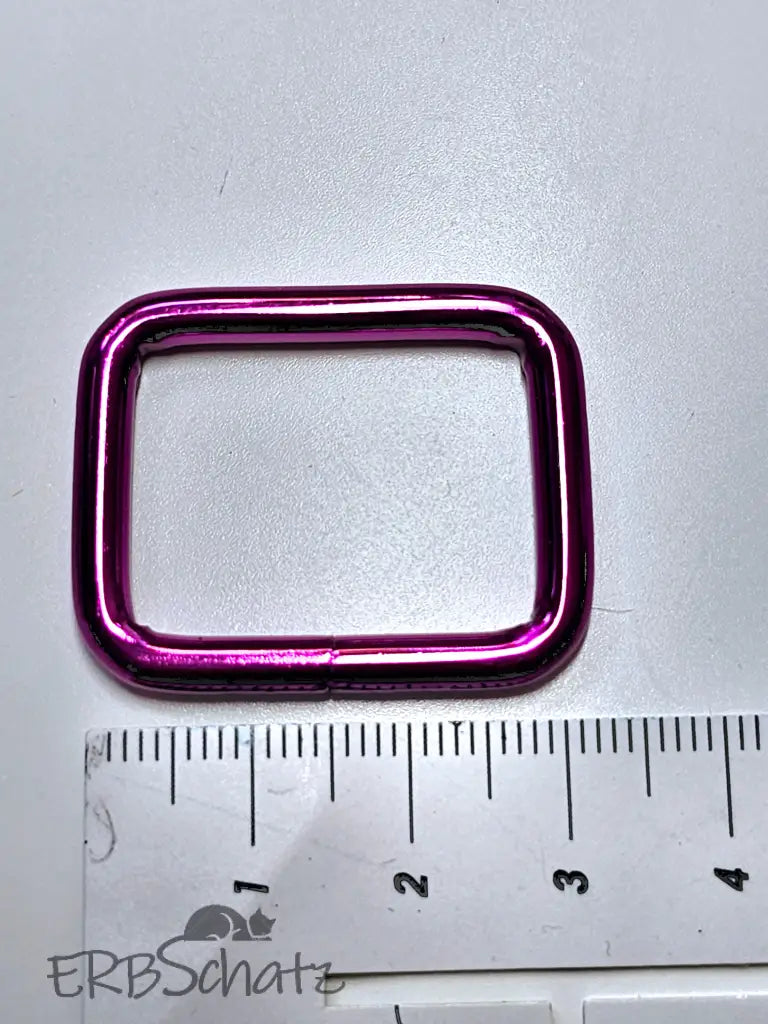 Vierkant-Ringe Metallic Colours für 25mm Gurtband Pink