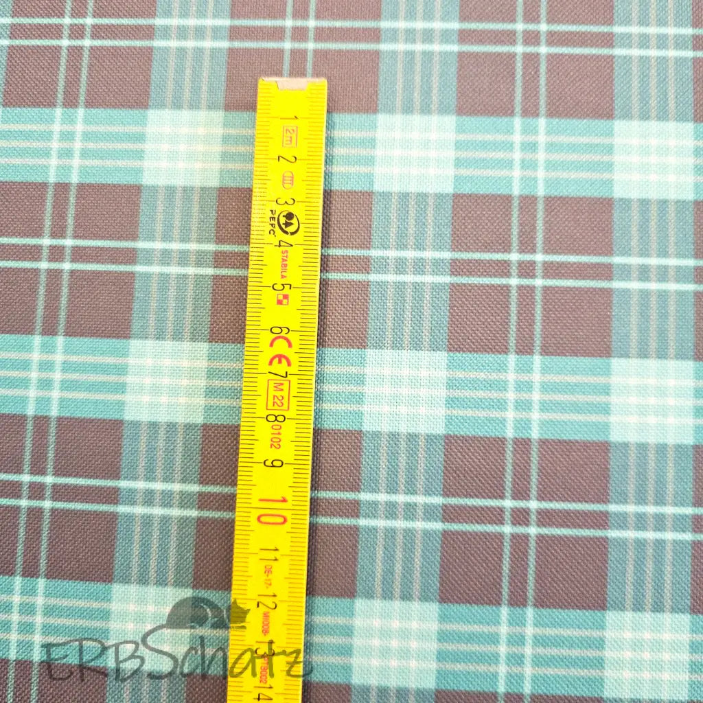 Wasserabweisender Canvas/Oxford | Karo Türkis Grau | 0,5m