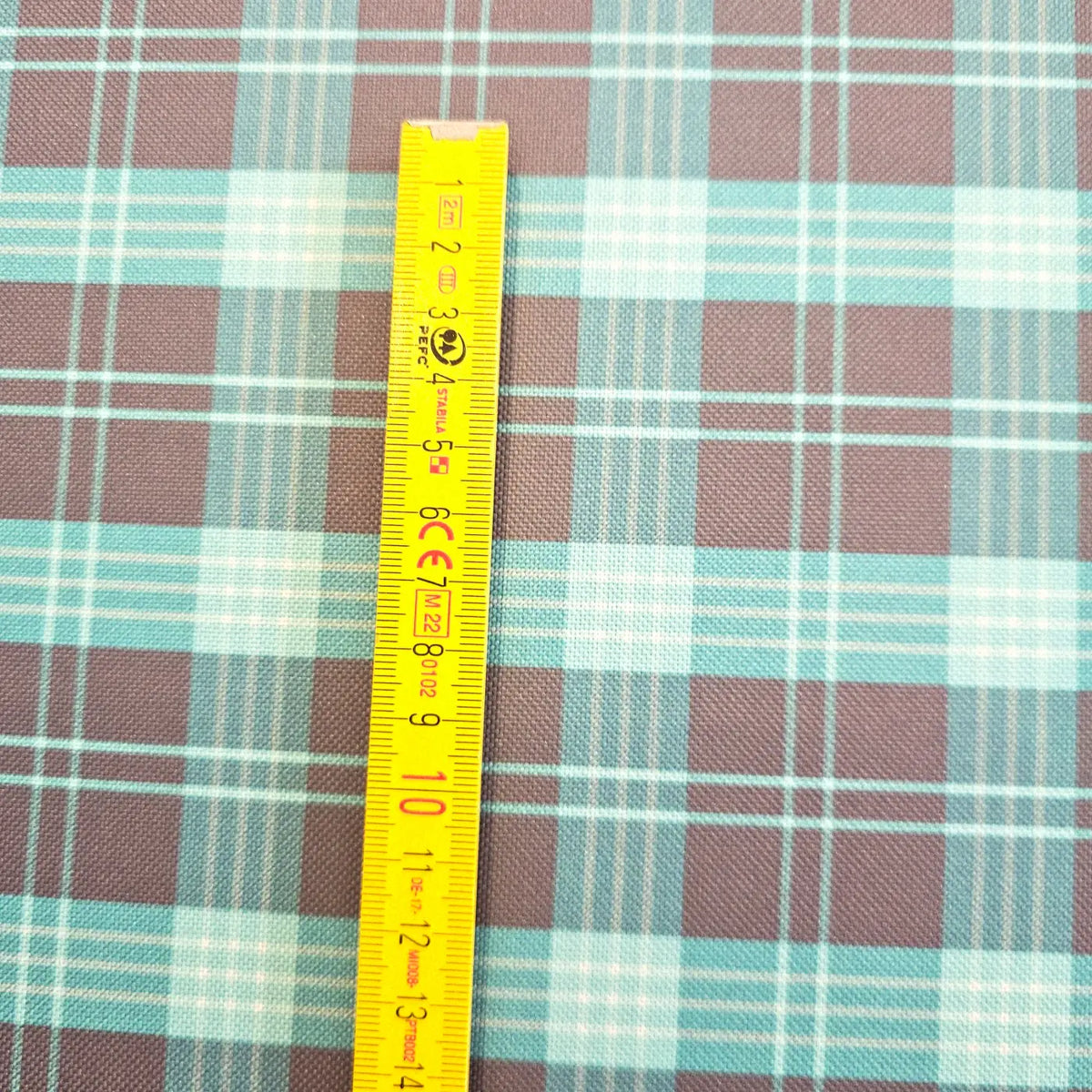 Wasserabweisender Canvas/Oxford | Karo Türkis Grau | 0,5m