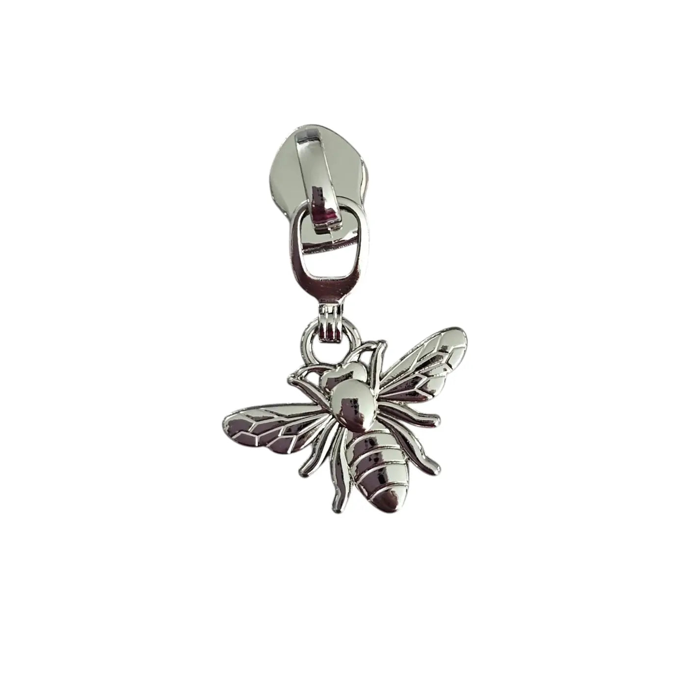 Zipper Bienchen Silber - Reißverschluss Schieber Gr.5