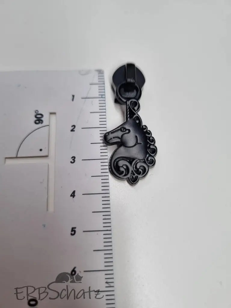 Zipper Einhorn Schwarz - Reißverschluss Schieber Gr.5