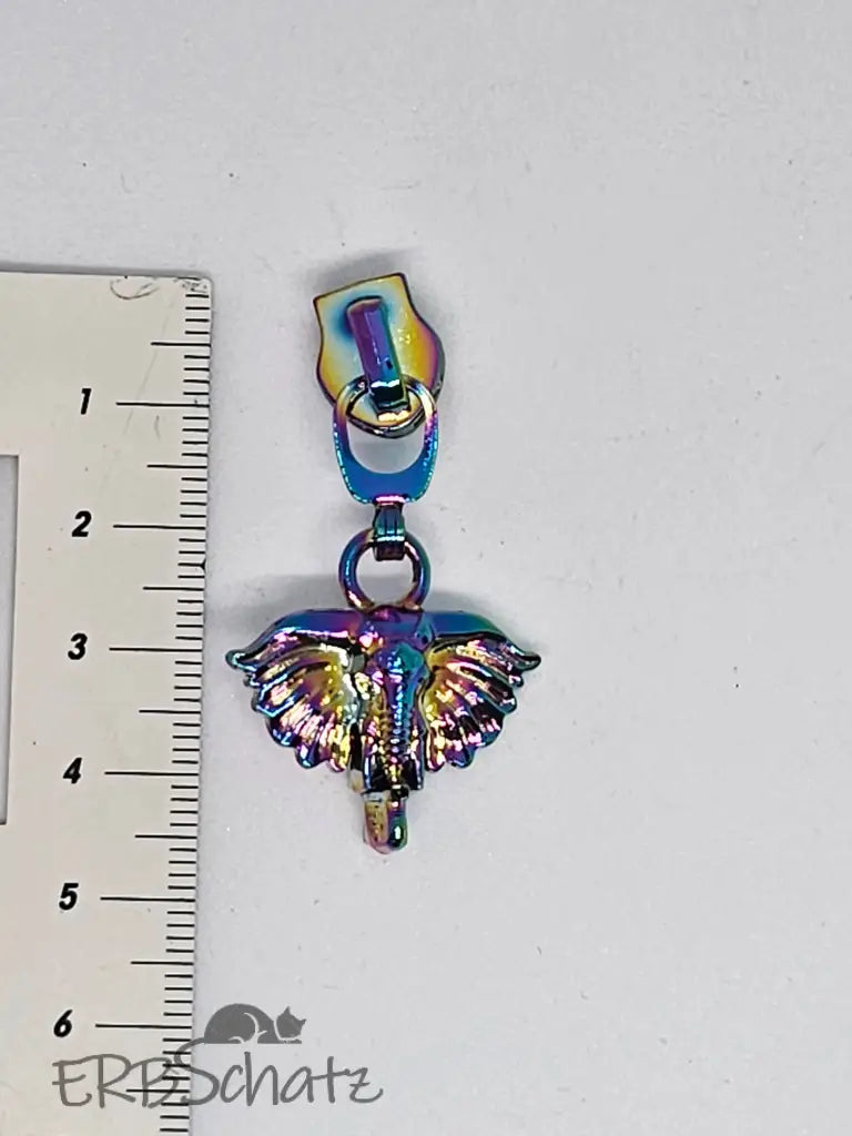 Zipper Elephant 3d Silber - Reißverschluss Schieber Gr.5