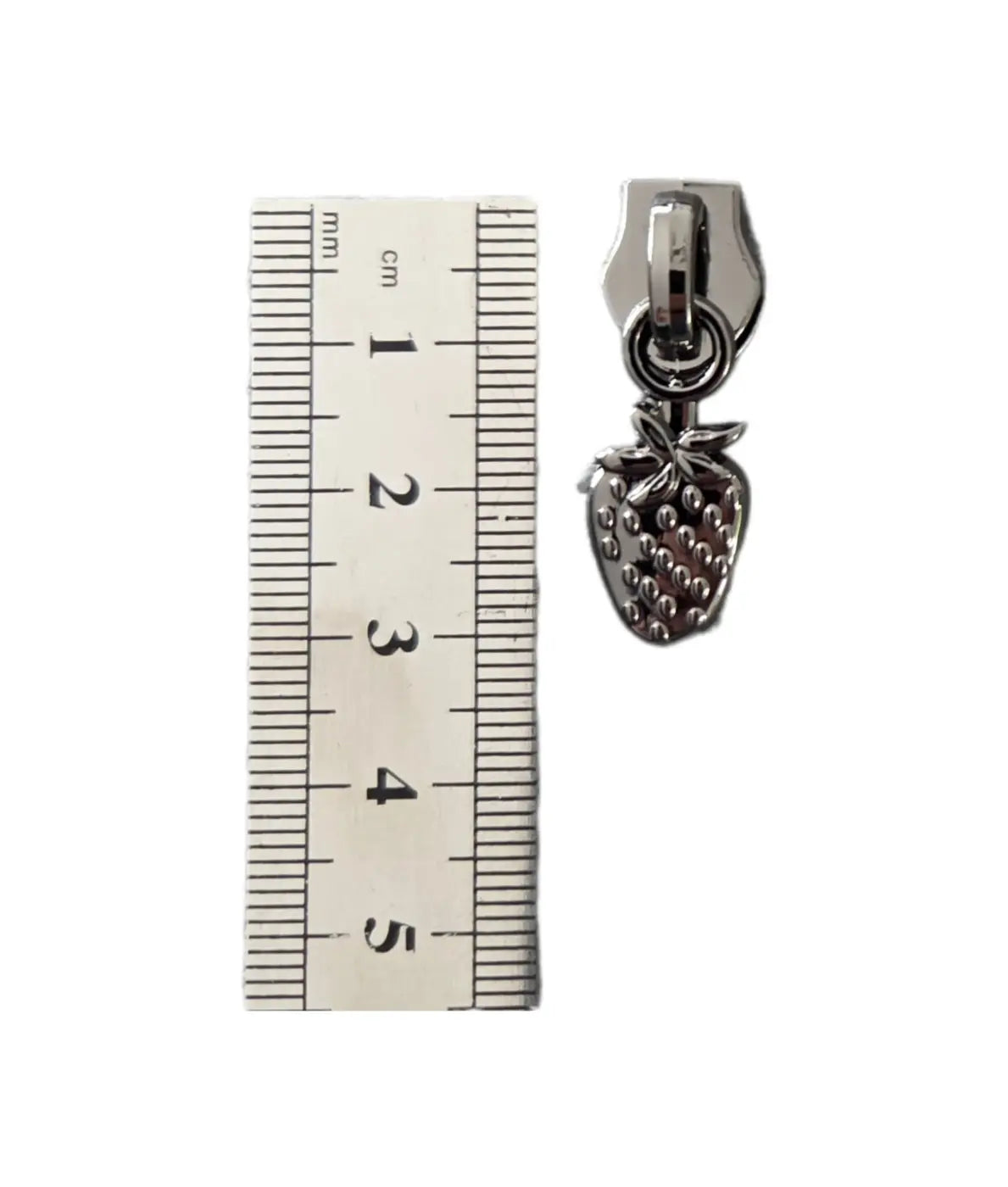 Zipper Erdbeere Gun Metal - Reißverschluss Schieber Gr.5