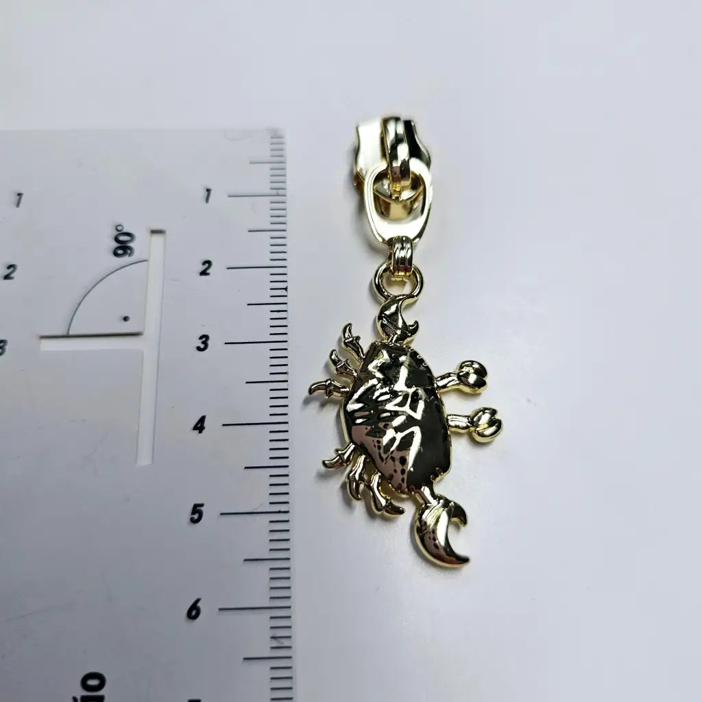 Zipper Krebs Gold - Reißverschluss Schieber Gr.5