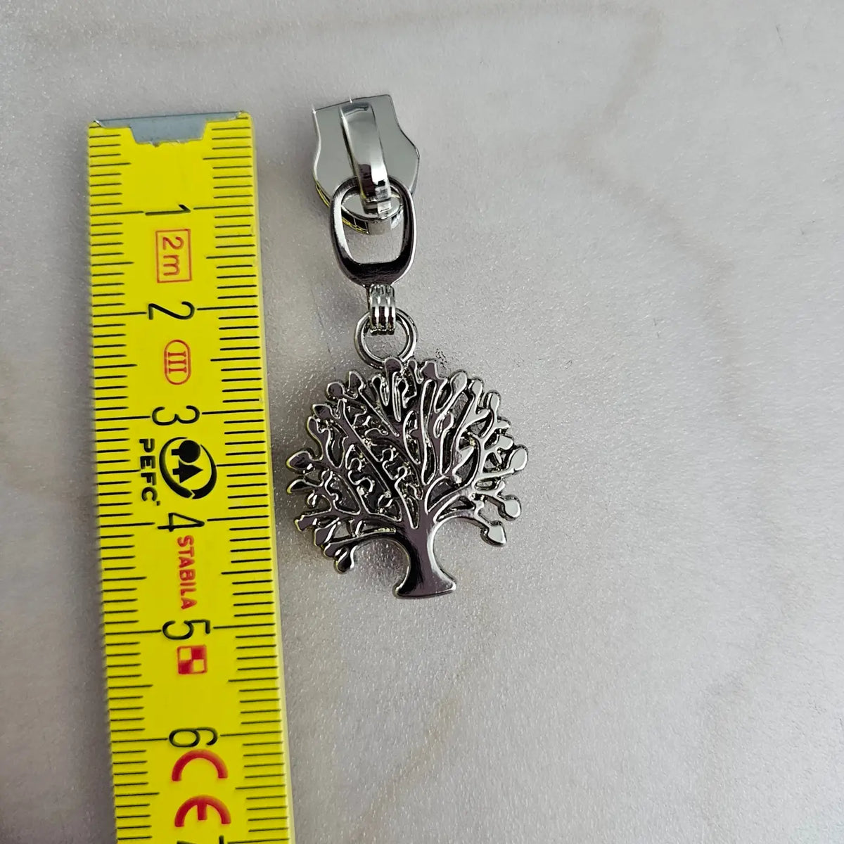 Zipper Lebensbaum Silber - Reißverschluss Schieber Gr.5