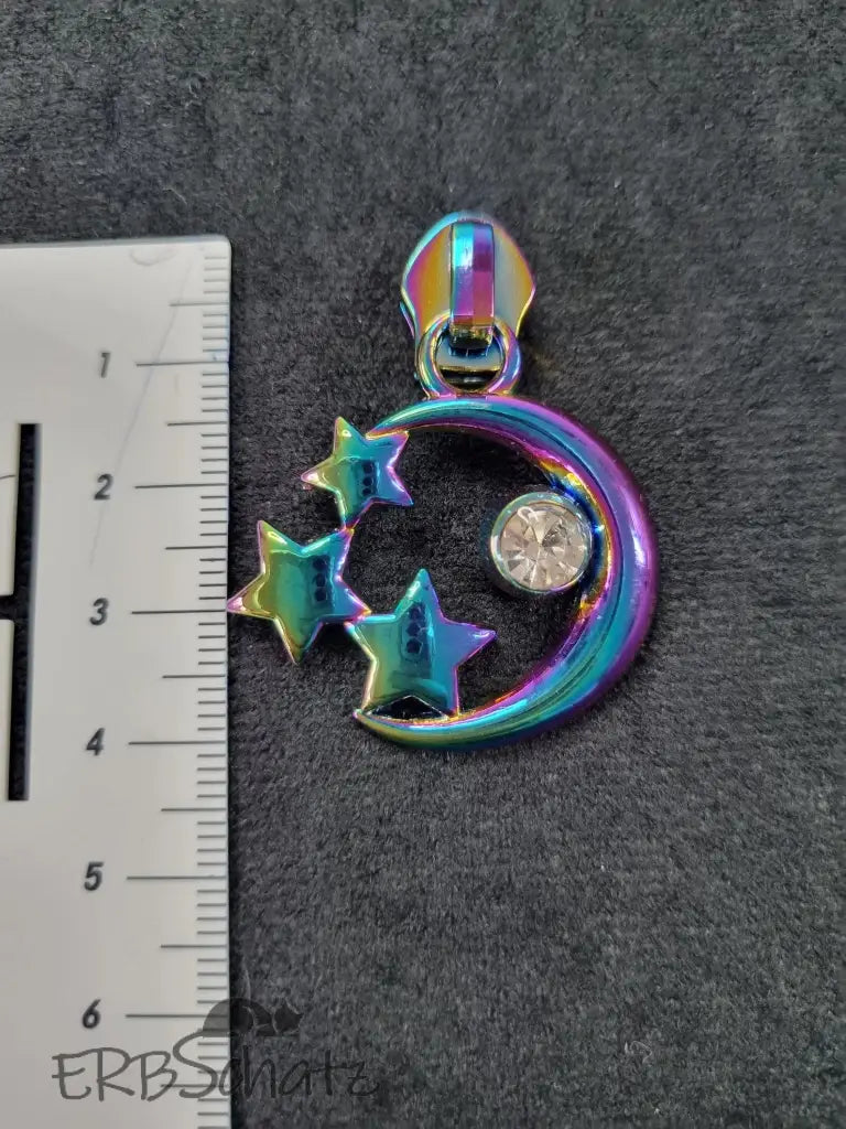 Zipper Mond Sterne Gold - Reißverschluss Schieber Gr.5