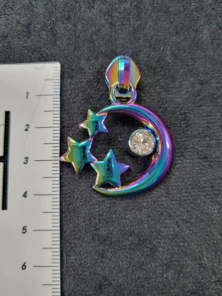 Zipper Mond Sterne Gold - Reißverschluss Schieber Gr.5