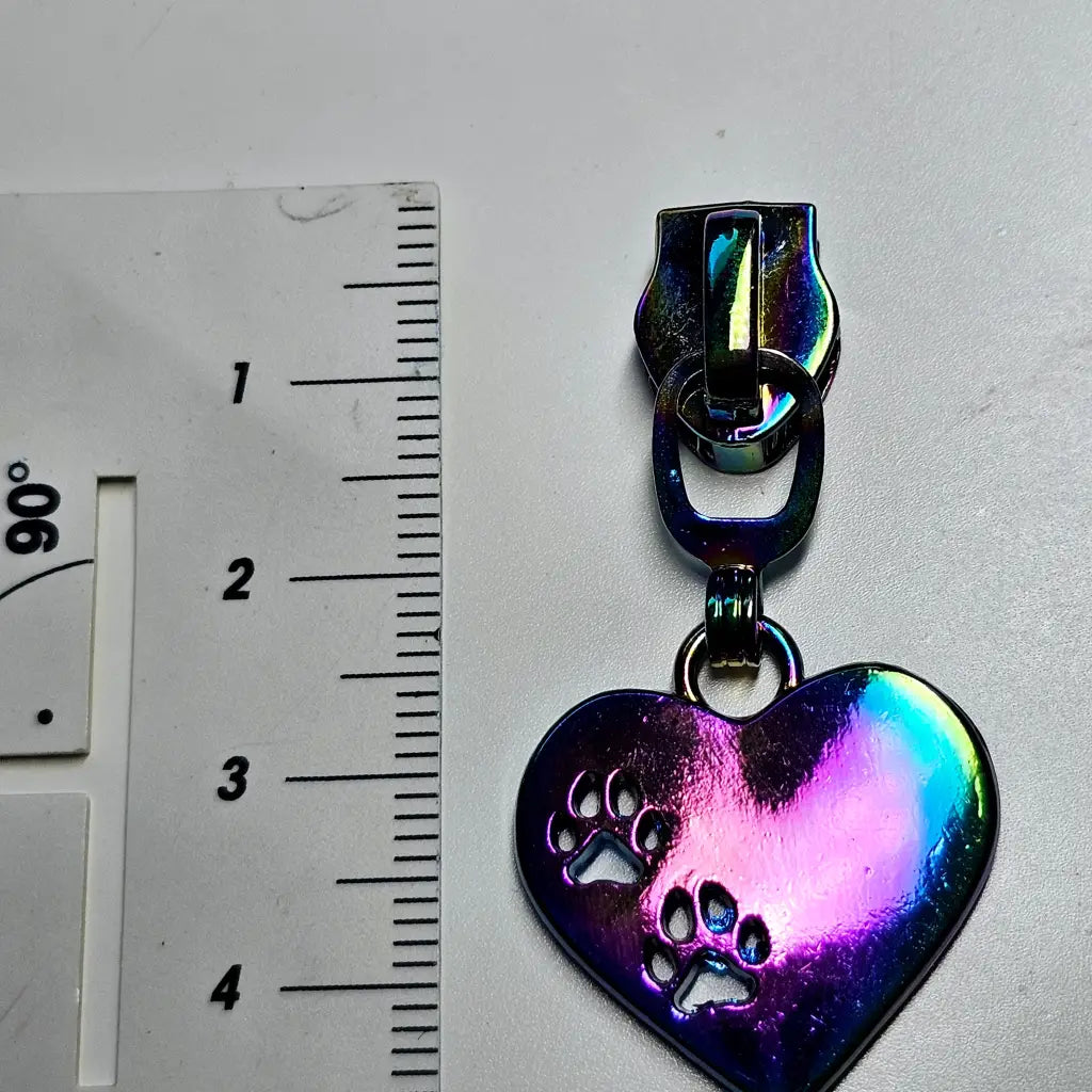 Zipper Pfotenherz Rainbow - Reißverschluss Schieber Gr.5