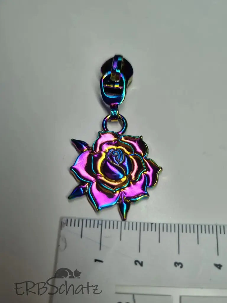 Zipper Rosenblüte Rainbow - Reißverschluss Schieber Gr.5