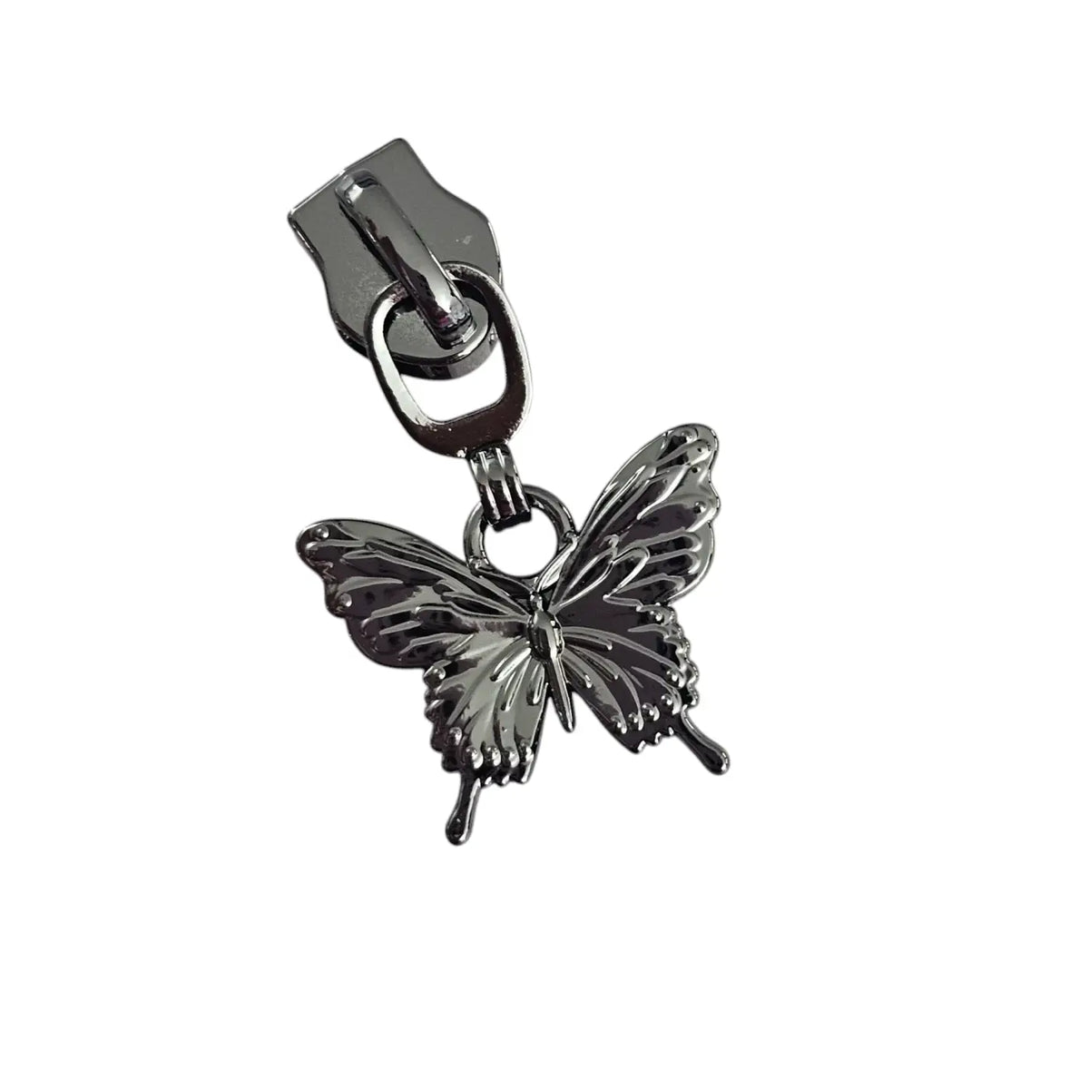 Zipper Schmetterling Silber - Reißverschluss Schieber Gr.5