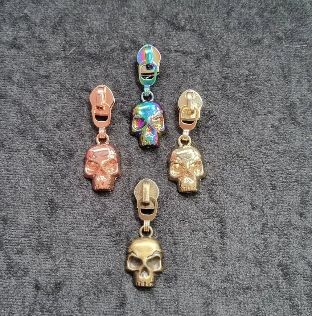 Zipper Totenkopf Regenbogen - Reißverschluss Schieber Gr.5
