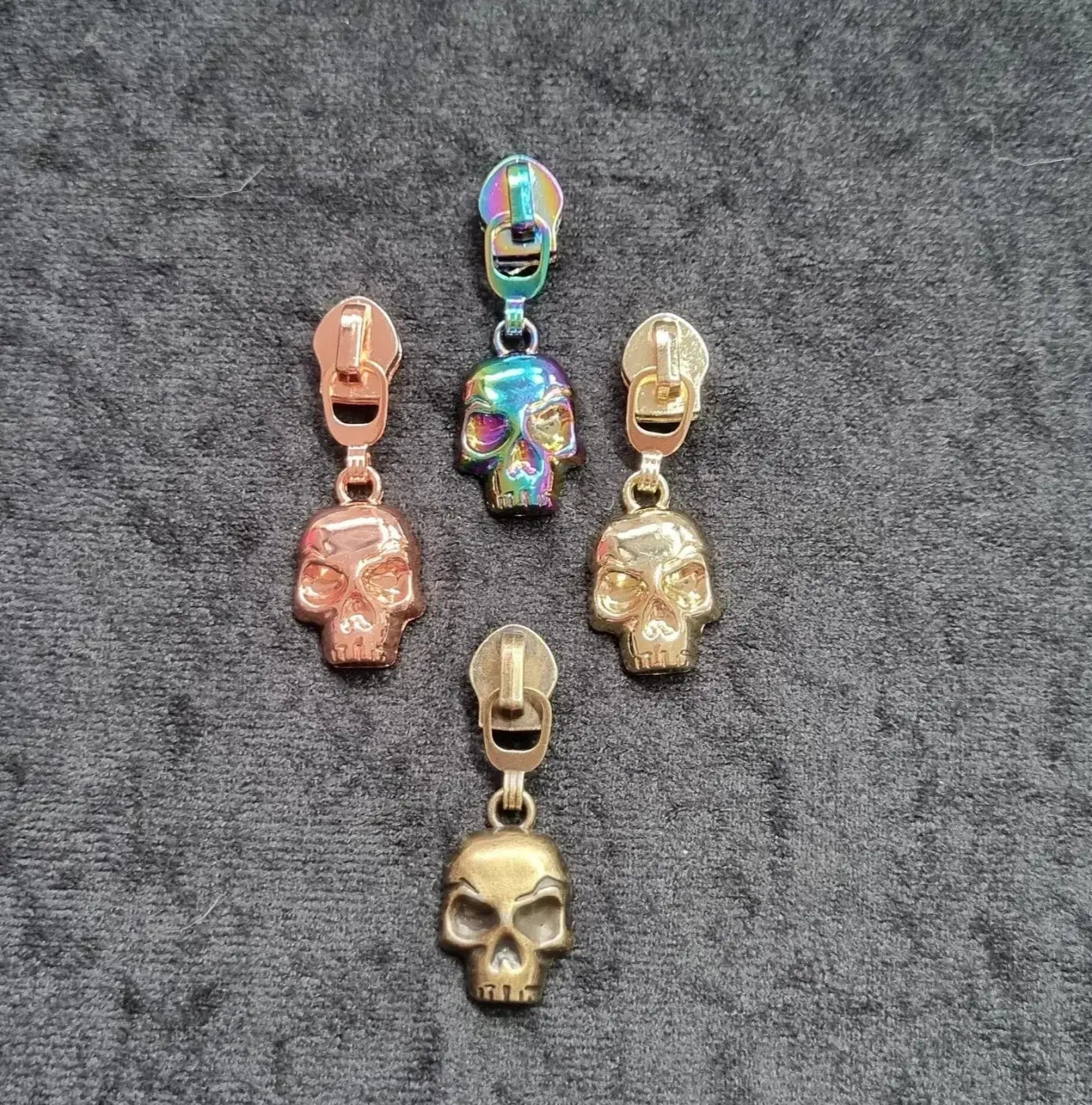 Zipper Totenkopf Regenbogen - Reißverschluss Schieber Gr.5