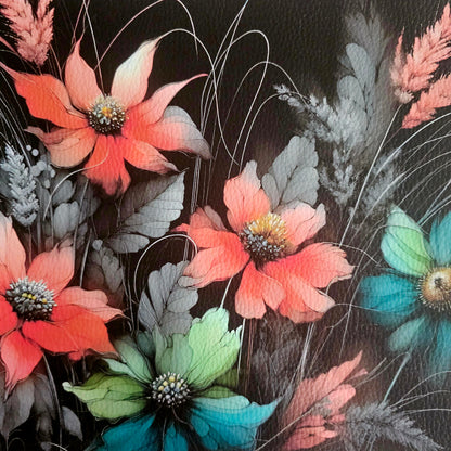 Kunstleder Panele Dark Flowers Collection | 25x 25cm