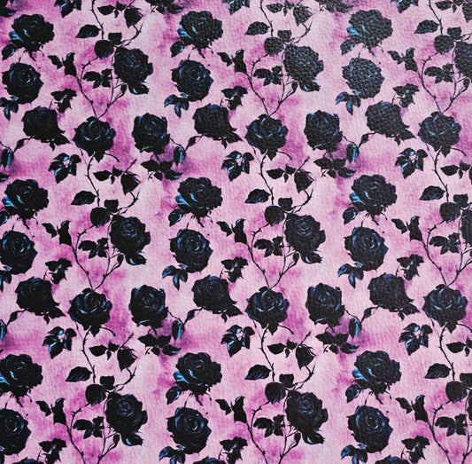 Kunstleder Dark Purple Roses 50 x 140 cm