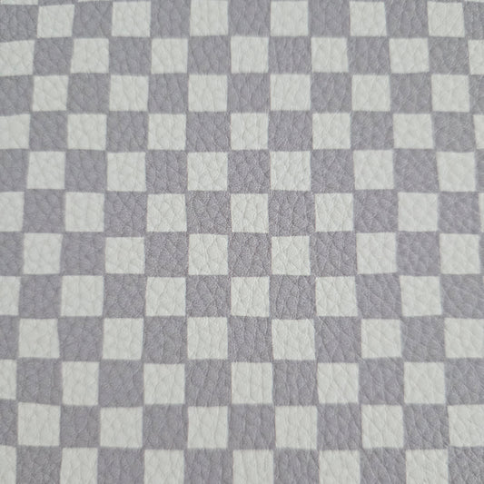 Kunstleder Checkerboard Hellgrau 50 x 140 cm