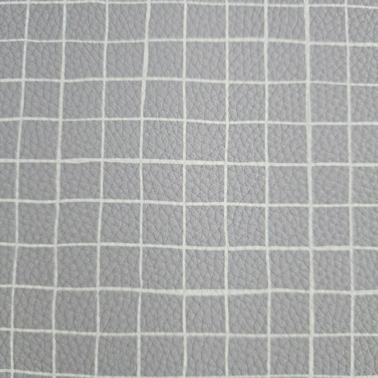 Kunstleder Weavy Karo Hellgrau 50 x 140 cm