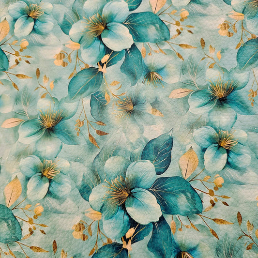 Kunstleder Flowerdream Turquoise 50 x 140 cm