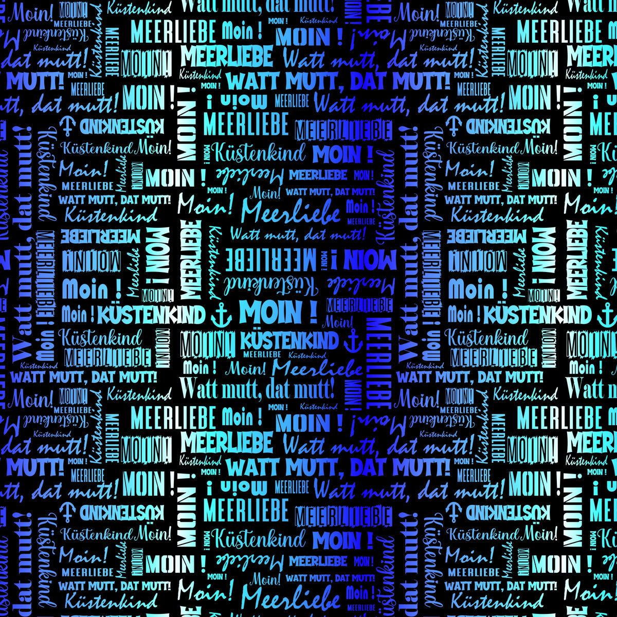 Kunstleder Wordcloud Moin Blue| 50x130 cm