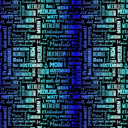 Kunstleder Wordcloud Moin Blue| 50x130 cm