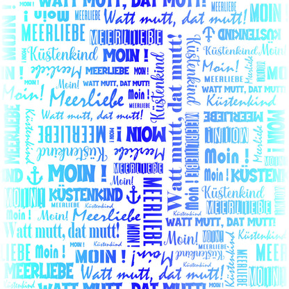 Kunstleder Wordcloud Moin Blue White | 50x130 cm