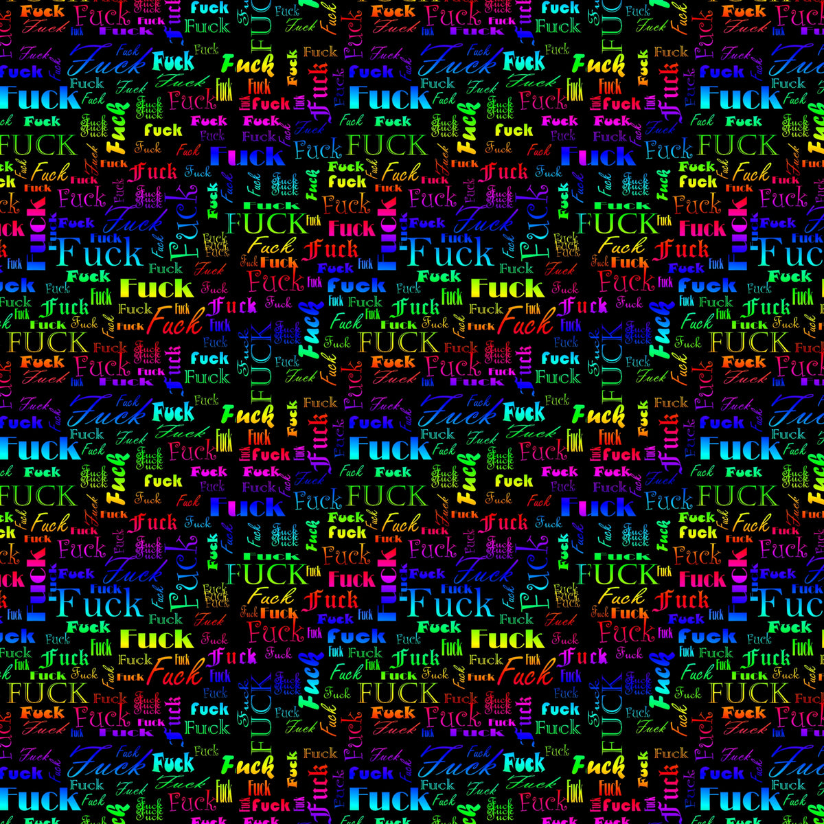 Kunstleder F.CK Wordcloud Rainbow | 50x130 cm