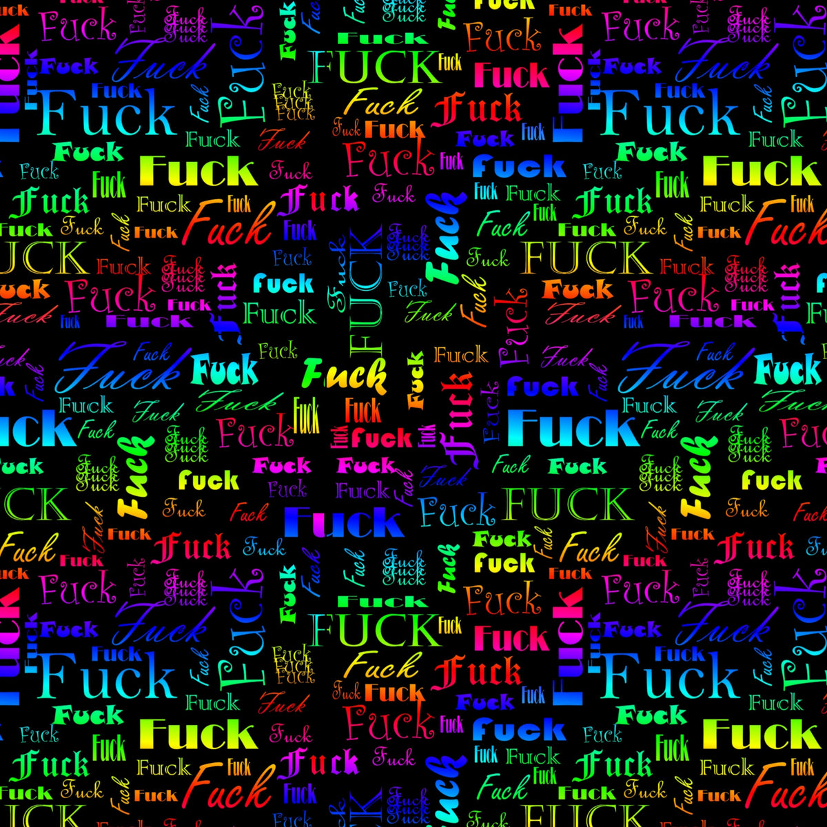 Kunstleder F.CK Wordcloud Rainbow | 50x130 cm