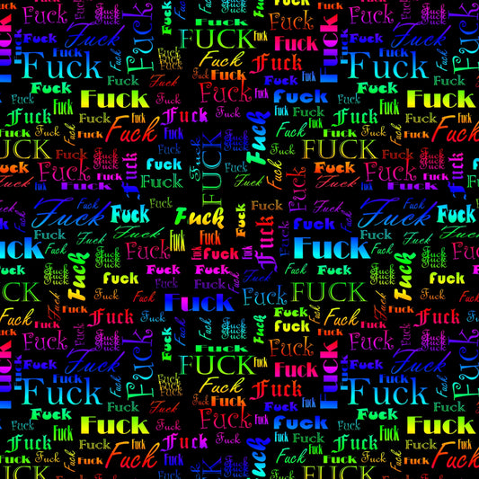Kunstleder F.CK Wordcloud Rainbow | 50x130 cm