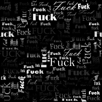 Kunstleder F.CK Wordcloud BlackWhite | 50x130 cm