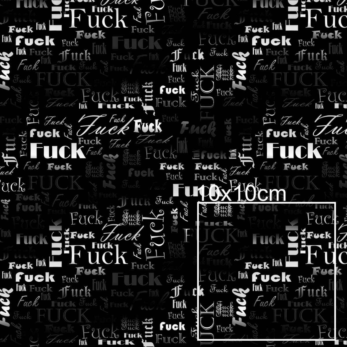 Kunstleder F.CK Wordcloud BlackWhite | 50x130 cm