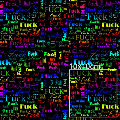 Kunstleder F.CK Wordcloud Rainbow | 50x130 cm