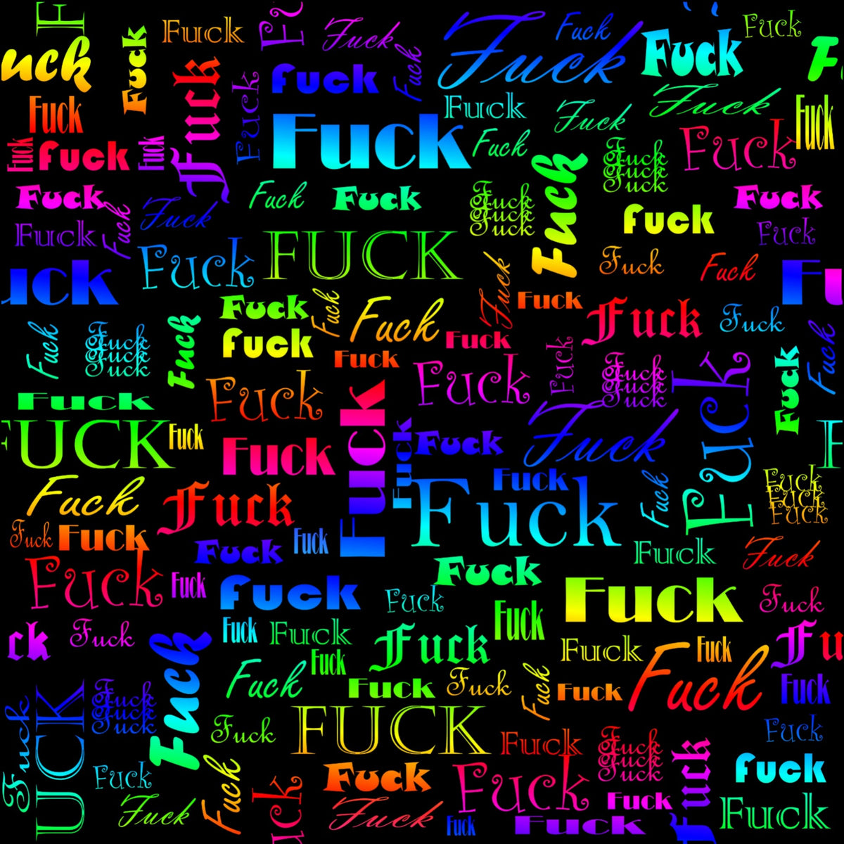 Kunstleder F.CK Wordcloud Rainbow | 50x130 cm