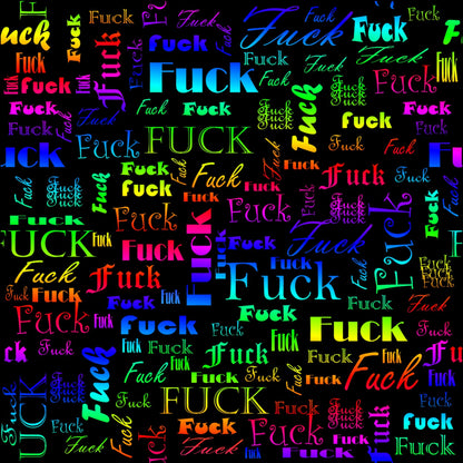 Kunstleder F.CK Wordcloud Rainbow | 50x130 cm